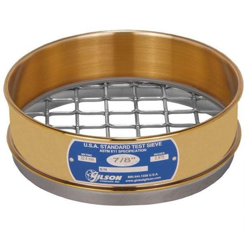 Gilson Company Gilson 8in Sieve, Brass/Stainless, Full Height, 1in 