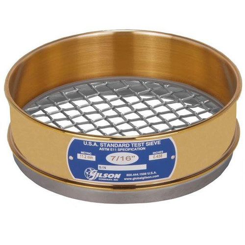 Gilson Company Gilson 8in Sieve, Brass/Stainless, Full Height, 7/16in 