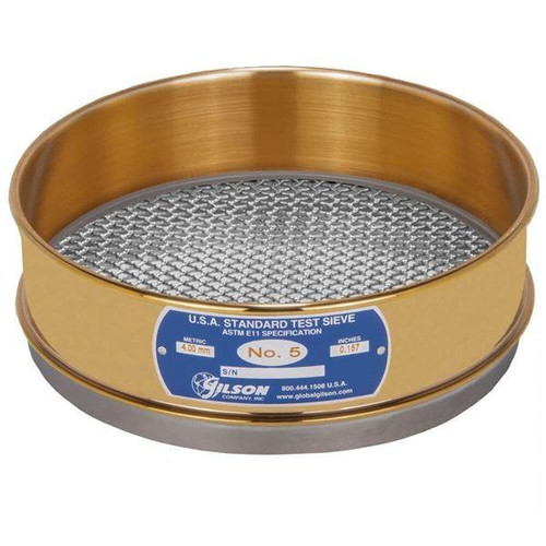 Gilson Company Gilson 8in Sieve, Brass/Stainless, Full Height, #5 