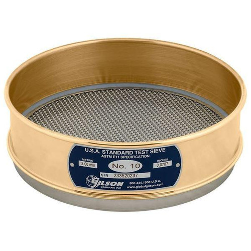 Gilson Company Gilson 8in Sieve, Brass/Stainless, Full Height, #10 