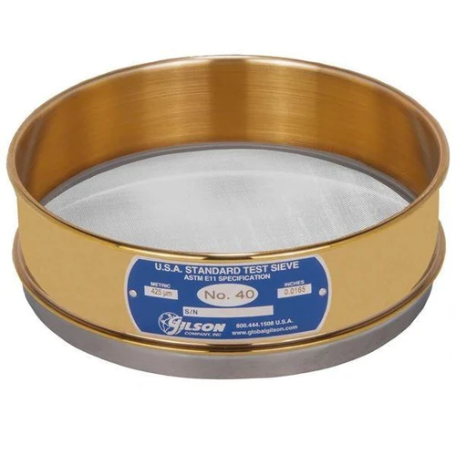 Gilson Company Gilson 8in Sieve, Brass/Stainless, Full Height, #40 