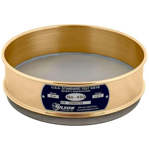 Gilson Company Gilson 8in Sieve, Brass/Stainless, Full Height, #450 