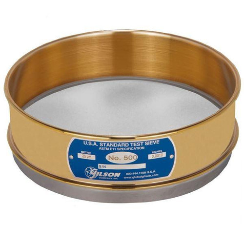 Gilson Company Gilson 8in Sieve, Brass/Stainless, Full Height, #500 