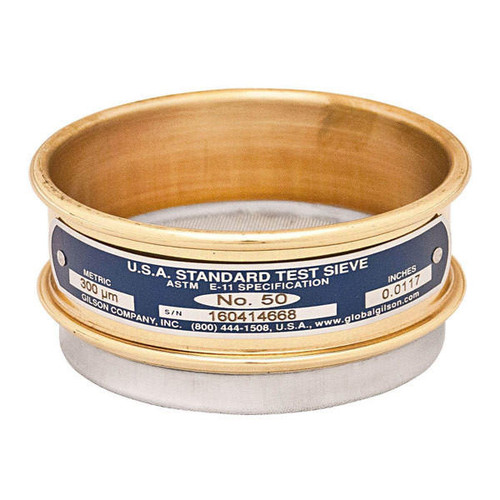 Global Gilson V3CH #12, 3in Diameter Half Height Sieve, Brass Frame, Stainless Cloth, No.12 (1.7mm)