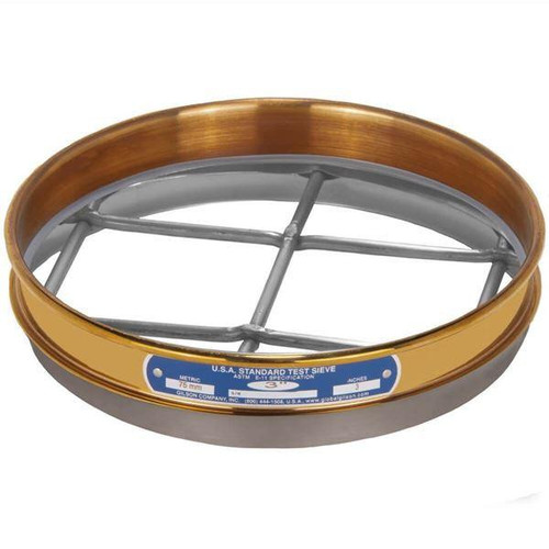 Gilson Company Gilson 8in Sieve, Brass/Stainless, Half Height, 3in 