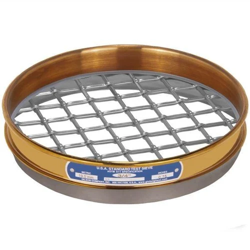 Gilson Company Gilson 8in Sieve, Brass/Stainless, Half Height, 3/4in 