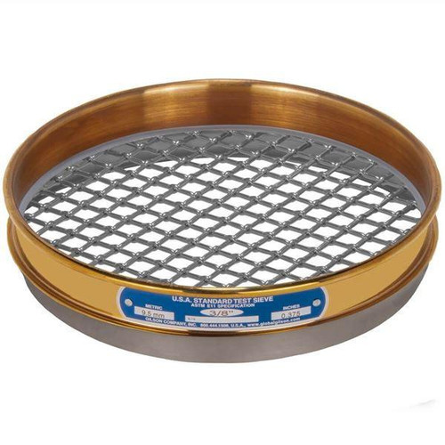 Gilson Company Gilson 8in Sieve, Brass/Stainless, Half Height, 3/8in 