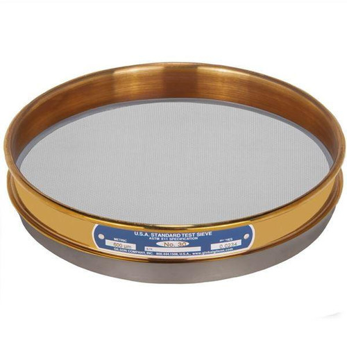 Gilson Company Gilson 8in Sieve, Brass/Stainless, Half Height, #30 