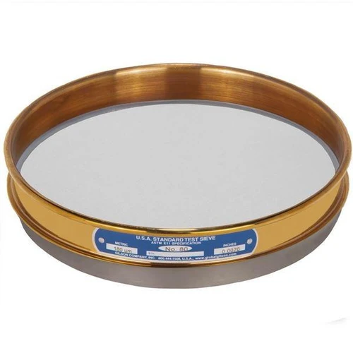Gilson Company 8in Sieve with Backing Cloth, Brass/Stainless, Half Height, #80 