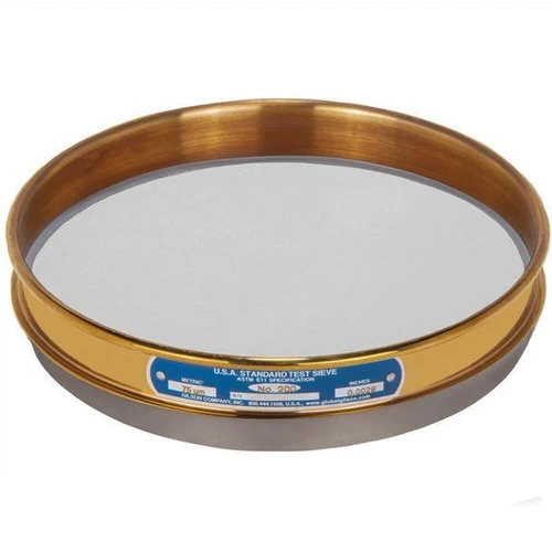 Gilson Company Gilson 8in Sieve, Brass/Stainless, Half Height, #200 