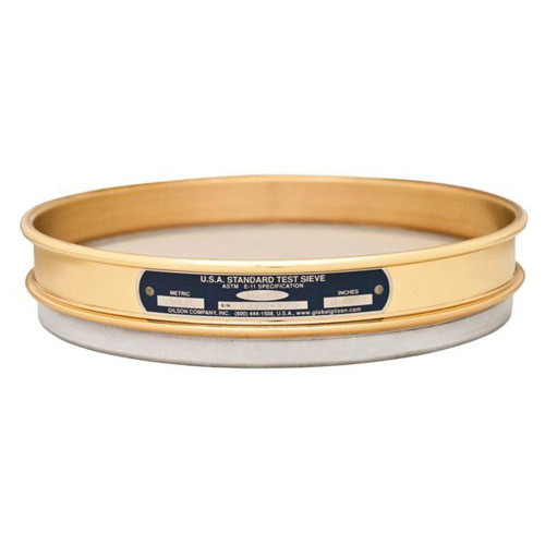 Gilson Company 8in Sieve with Backing Cloth, Brass/Stainless, Half Height, #635 