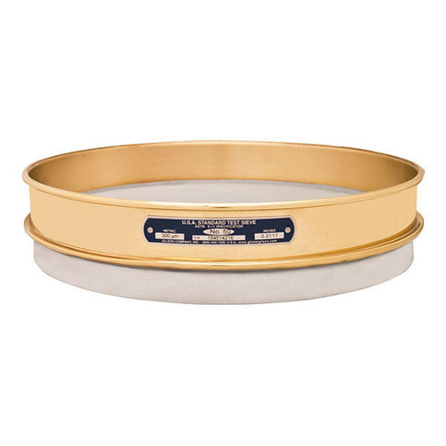 Global Gilson V12CH #230, 12in Diameter Half Height Sieve, Brass Frame, Stainless Cloth, No.230 (63 micrometer)