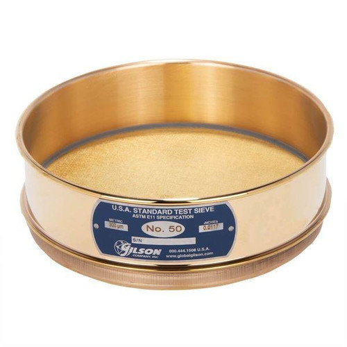 Gilson Company Gilson 8in Sieve, Brass Frame/Brass Cloth, Full Height, #50 