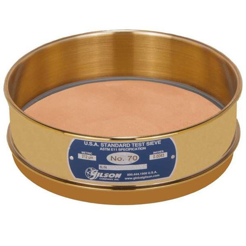 Gilson Company Gilson 8in Sieve, Brass Frame/Brass Cloth, Full Height, #70 
