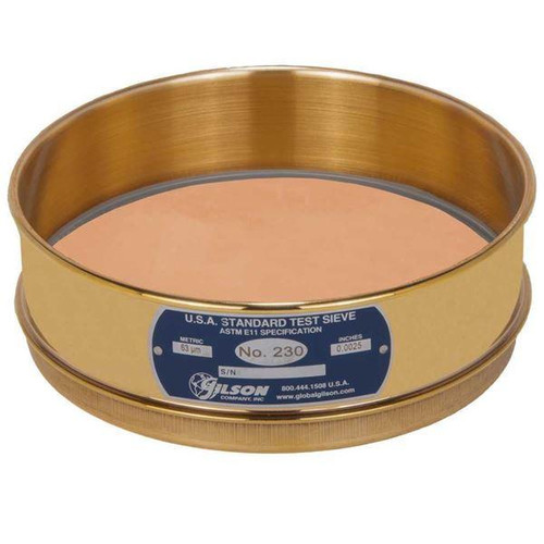 Gilson Company Gilson 8in Sieve, All Brass, Full Height, No. 230 