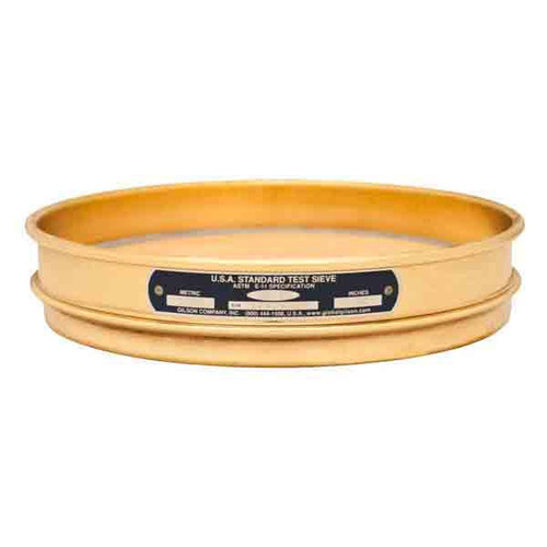 Global Gilson V8BH #14, 8in Diameter Half Height Sieve, Brass Frame, Brass Cloth, No.14 (1.4mm)