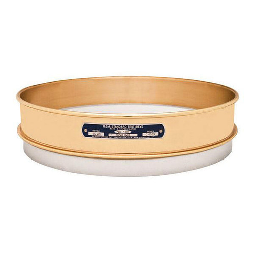 Global Gilson V12CI #30, 12in Diameter Intermediate Height Sieve, Brass Frame, Stainless Cloth, No.30 (600 micrometer)