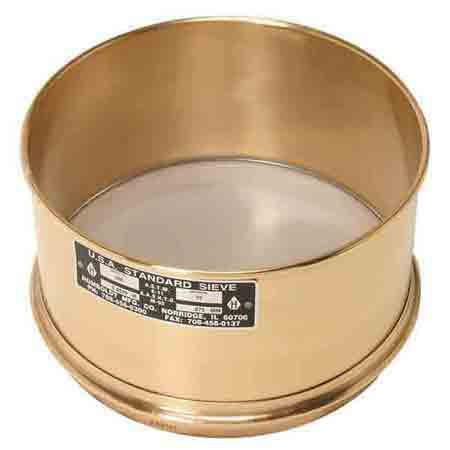 Global Gilson WT-88C #100 BU, 8in Wet Wash Deep Frame Sieve, Brass Frame, Stainless Cloth, 8in Deep, No.100 (150 micrometer) W/Backing Cloth