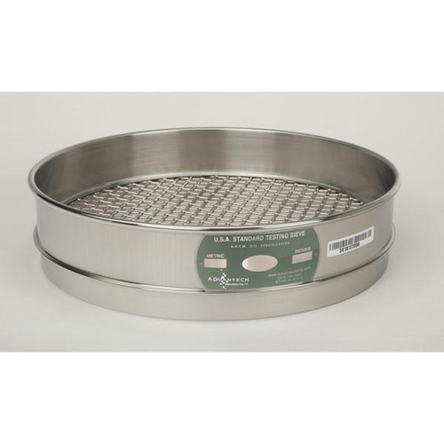  Advantech .530"SS12I, 12in Diameter Intermediate Height Sieve, Stainless Frame, Stainless Cloth, .530in 