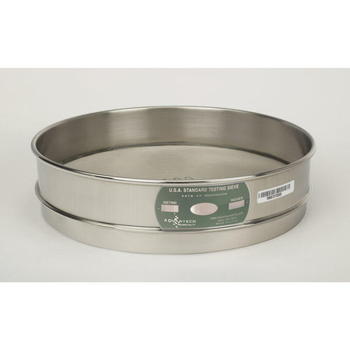  Advantech 200SS12I, 12in Diameter Intermediate Height Sieve, Stainless Frame, Stainless Cloth, No.200 