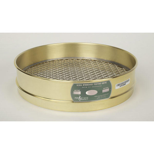  Advantech 4.24"BS12I, 12in Diameter Intermediate Height Sieve, Brass Frame, Stainless Cloth, 4.24in 