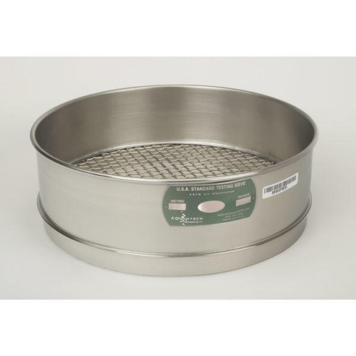  Advantech 5SS12F, 12in Diameter Full Height Sieve, Stainless Frame, Stainless Cloth, No.5 
