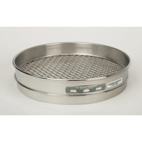  Advantech 8SS12H, 12in Diameter Half Height Sieve, Stainless Frame, Stainless Cloth,  No.8 