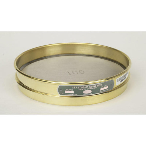  Advantech 12BS8H, 8in Diameter Half Height Sieve, Brass Frame, Stainless Cloth, No.12 