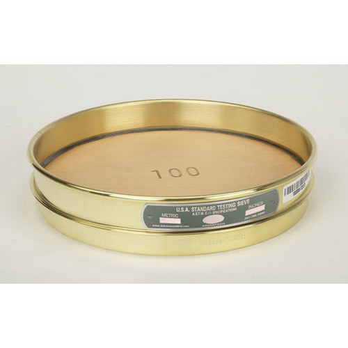  Advantech 140BB8H, 8in Diameter Half Height Sieve, Brass Frame, Brass Cloth, No.140 