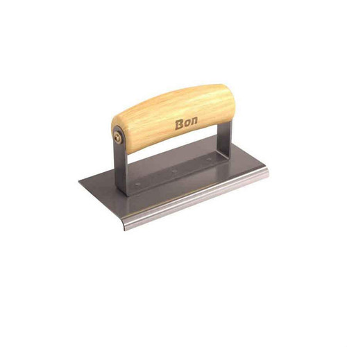 Bon Tool 12-438 Stainless Steel Sidewalk Edger - 6" X 3" - 1/4" Radius 3/8" Depth - Wood Wave Handle 