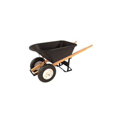  Bon Tool 28-705 Poly Tray Barrow - 5 3/4 Cu Ft - Double Flat Free Tire Wood Handle 