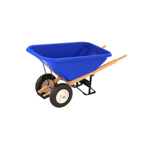 Bon Tool 28-968 Poly Tray Barrow - 8 Cu Ft Tray - Double Flat Free Tire Wood Handle