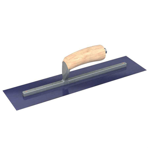  Bon Tool 66-180 Blue Steel Finishing Trowel - Square End - 16 X 4 - Camel Back Wood Handle 