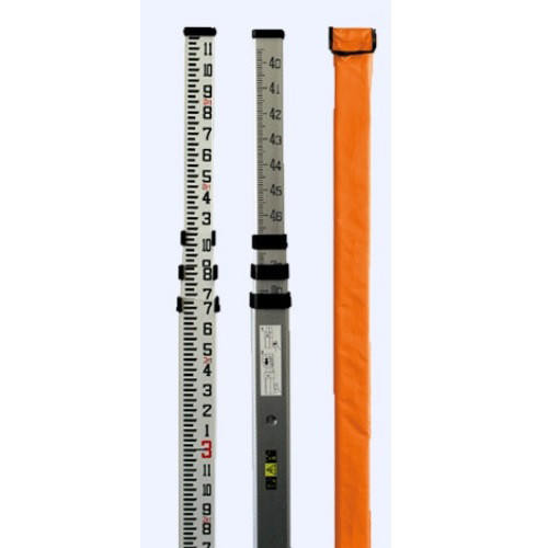  NEDO 344122-185 4m Aluminum Leveling Rod with metric E-Block Scale 