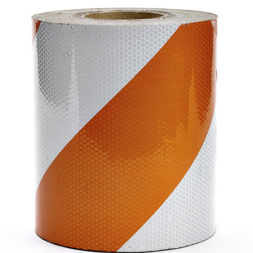  Mutual Industries 17795-1-1200 Engineering Grade Reflective Barricade Adhesive Tape, 50 Yds Length X 12in Width, Orange/White 