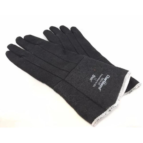 HMA Lab Supply Char-Guard Gloves, 14in, High Temperature, Small, black protective gloves for heat resistance and industrial use.
