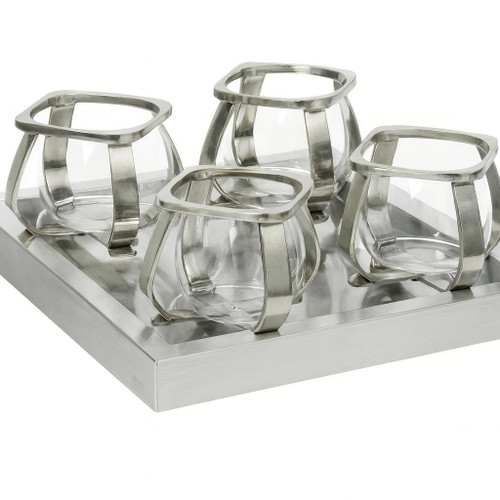 Lab Companion Dedicated Platform with Clamps, 250ml x 4, stainless steel laboratory support and clamp system for holding flasks securely.