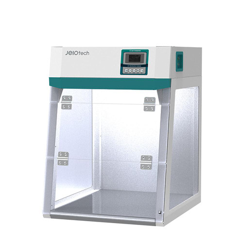 Lab Companion UVC-01 UV Sterilization Cabinet, 230V, with transparent glass door and digital control panel for sterilizing laboratory equipment.
