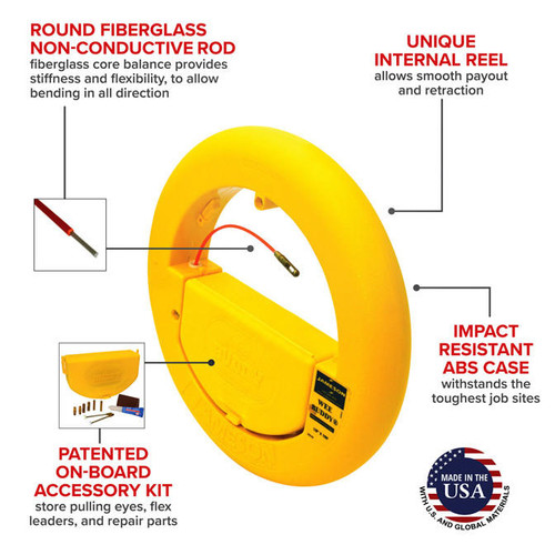  Jameson 8-18-150K Wee Buddy Fiberglass Fish Tape Accesory Kit, 1/8in x 150ft 