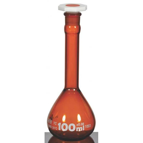  United Scientific FGAM100 Volumetric flasks, class a, individually certified, wide mouth, amber glass, qr, 100ml 