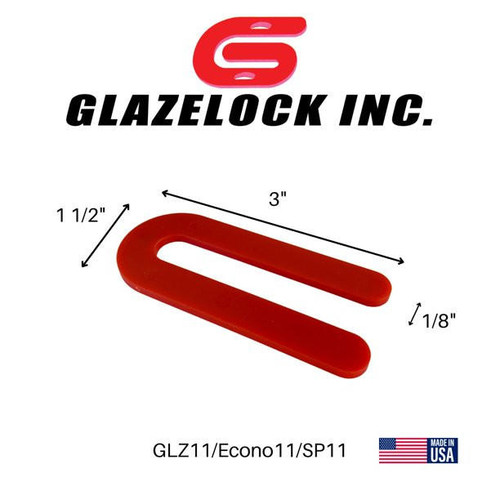  Glazelock GLZ11 Non-Interlocking Plastic Horseshoe Shim, Red, 1-1/2" x 3-1/2" x 1/8" (Case of 1000) 