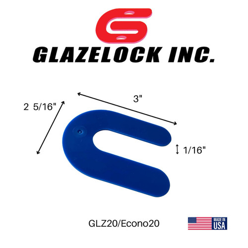  Glazelock GLZ20 Non-Interlocking Plastic Horseshoe Shim, Blue, 2-5/16" x 3" x 1/16" (Case of 1000) 