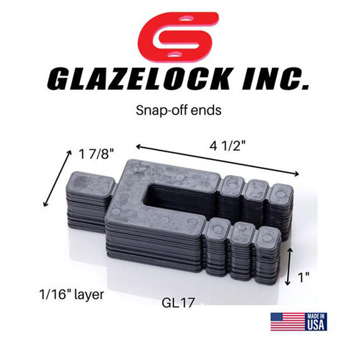  Glazelock GL17-6P Plastic Flat Short Stackable Horseshoe Shims , Black, 1-7/8" x 4 1/2" x 1" (6) 10 Packs 