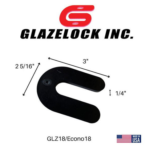  Glazelock Econo18 Non-Interlocking Plastic Horseshoe Shim, Black, 2-5/16" x 3" x 1/4" (Case of 100) 
