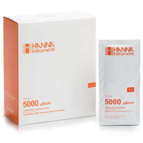  Hanna Instruments HI70039P 5000 microsecond/cm Conductivity Standard (25 x 20mL) 