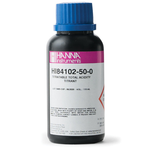  Hanna Instruments HI84102-50 Titrant for Titratable Acidity in HI84102 Wine Mini Titrator 