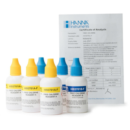  Hanna Instruments HI93701-F Free Chlorine Liquid Reagents (300 tests) 