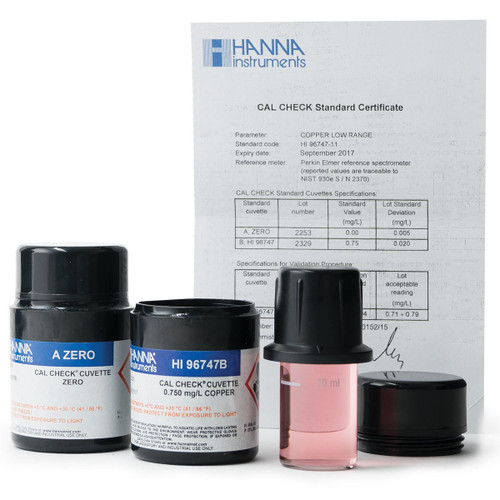  Hanna Instruments HI96747-11 Copper Low Range CAL Check Standards 