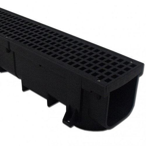  Polylok PL-90860 Black Trench Drain Channel & Grate 4ft 