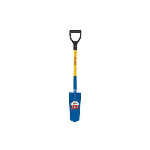  Kenyon 49669, Drain Spade Shovel, 14 Gauge Sharpshooter, 14" / Forward Turned Step with Closed Back, 28" Professional Grade Fiberglass, Poly D Grip (min qty 3 each) 